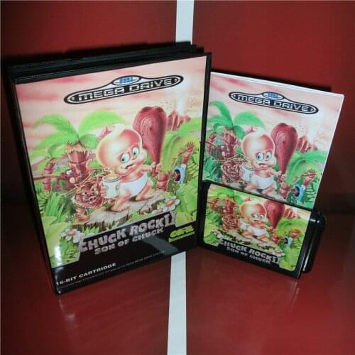 Chuck Rock 2 EU Cover with box and manual For Sega Megadrive Genesis Video Game Console 16 bit card