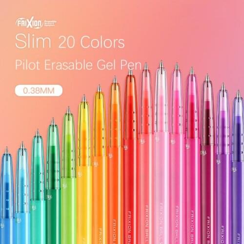 Pilot Erasable Gel Pen FRIXION Ball Slim Kawaii Candy 20 Colors LFBS-18UF 0.38mm for Writing Drawing Cute Student Stationery
