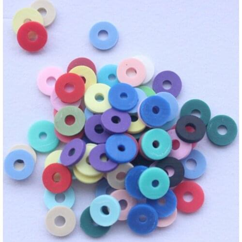 4800Pcs 24 Colors 6mm Flat Round Polymer Clay Discs Loose Spacer Beads for DIY Jewelry Making Craft Bohemian Bracelet