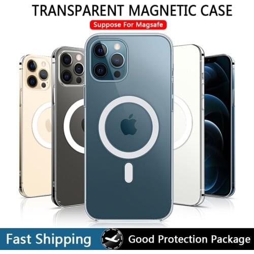 Transparent Magnetic Case for iPhone 12 Pro Max Mini Magsafing Magnet Clear Back Cover for iPhone 11 Pro XS Max X XR iPhona