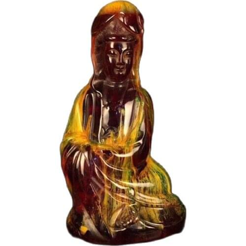 Early collection flower amber cover Guanyin ornaments family collection