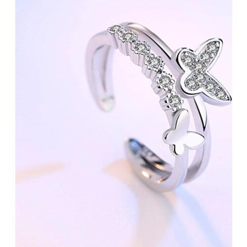 Luxury Brand Crystal Butterfly Rings For Women Wedding Statement Jewelry Valentines Gifts Lover Finger Ring aneis bague femme