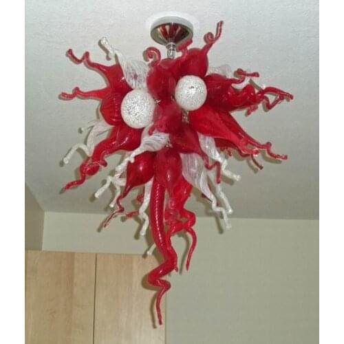 Modern Led Chandelier for Living Room Bedroom Home Lamp Red and White Color Lighting for Art Decoration 90 CM