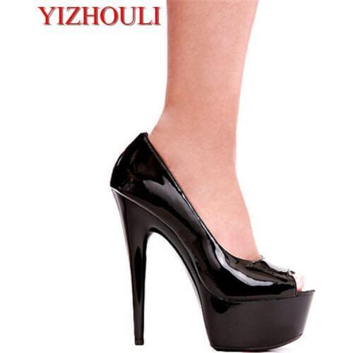 Platform Peep Toe Pumps for Women Party 6 inch High heels Shoes 15cm purple with black sexy Exotic Dancer shoes