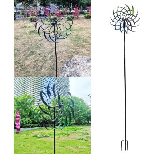 Wind Spinner Rainbow Garden Decorative Windmill 79'' Stakes Patio Decor