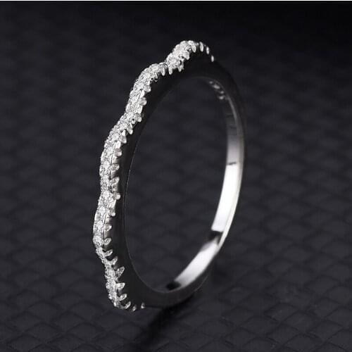 Hot Selling Models S925 Sterling Silver Ring Simple Fashion Single Row Full Of Diamonds Set Zirconia Womens Silver Jewelry