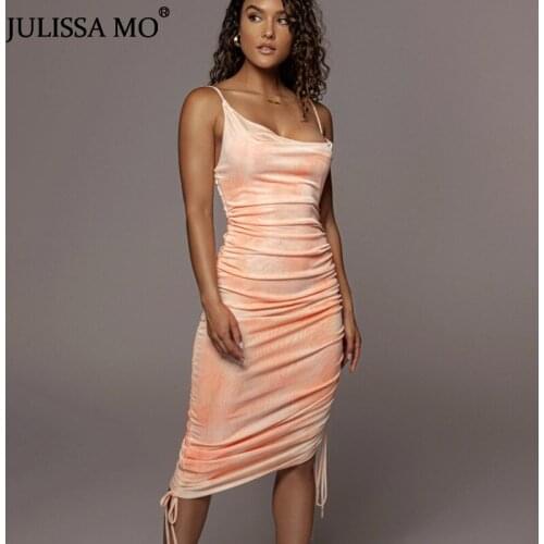 JULISSA MO Fashion Printed Ruched Mini Bodycon Dresses for Women New Drawstring Slim Backless Party Dress Ladies Sexy Vestidos