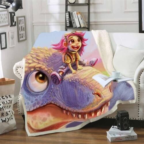 Cartoon Jurassic Century Dinosaur Blanket Winter Warm Plush Velvet Bed Throw Blanket For Adults Travel Home Sofa Bedspread Cover