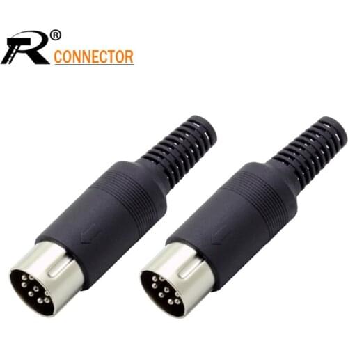 10Pcs 8Pin DIN Male Solder Connector With Plastic Handle Soldering cables DIY Wire Connector Fits Cable Size Up to 6.5mm