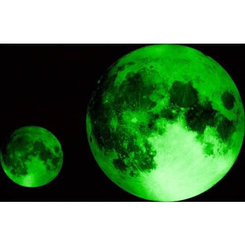 12/30CM Moon Paste Green Luminous Moon Sticker Luminous Art Wall Sticker Glow In The Dark for Kids Room Bedroom Home Decor
