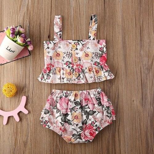 2Pcs Toddler Kids Baby Girl Sleeveless Floral Outfit Clothes Top Shorts Pants Summer Lovely Child Girl Clothing