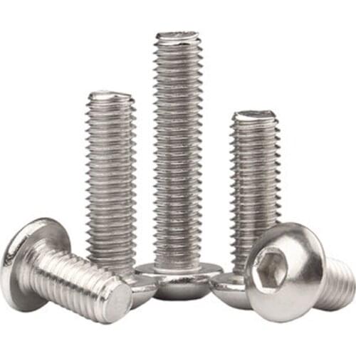 30Pcs 10#-24 Stainless Steel 304 Allen Round Head Screws Hex Socket Hexagon Socket Pan Header Screw machine bolts bolt