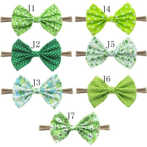 30 Pcs/Lot,4.5 inch Fashion Cotton Printed Bows Nylon Headband For Children Girls Kids Elestic Turban Nylon Baby Headwraps