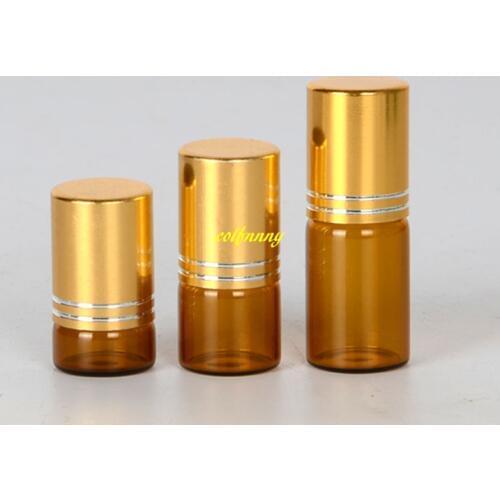 3050pcs/lot 1ML 2ml 3ML Roll On Glass bottle old cap Amber Refillable Perfume Bottles Empty Essential Oil container