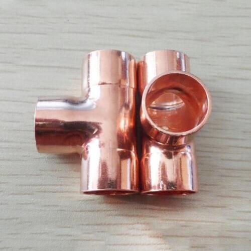 35mm Inner Dia x1.5mm Thickness Copper Equal Tee Socket Weld End Feed Coupler Plumbing Fitting Water Gas Oil