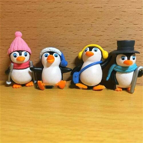 4pcs/set DIY Crafts Mini Winter Penguin Miniature Figurine Christmas Figures for Fairy Garden Gnomes Moss Terrariums Decoration
