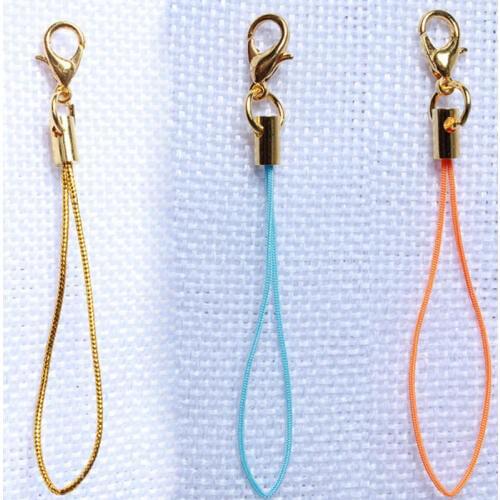 50pcs Mulitcolor Gold Lobster Clasp(12mm) Lanyard Strap Cord (5cm) Mobile Straps Charm Nylon Key Ring Chain DIY Jewelry
