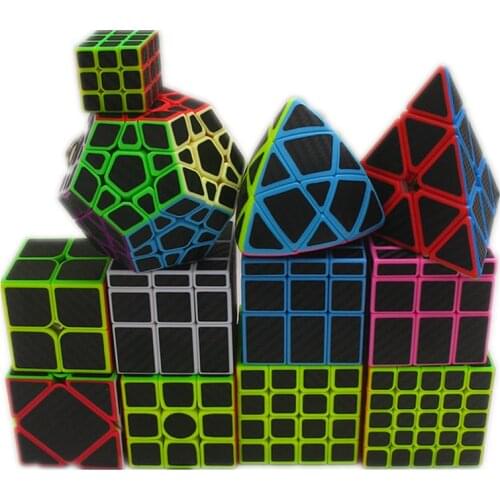 9 kinds Carbon Fiber Sticker Speed Magic Cube 2x2 3x3 4x4 5x5 Cube Puzzle Toy Children Kids Gift Toy Youth Adult Instruction