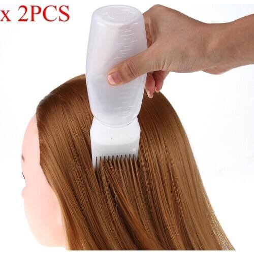 2Pcs Hair Dye Refillable Bottle Applicator Brush Dispensing Salon Hair Coloring Dyeing Applicator Comb Hairdressing Styling Tool