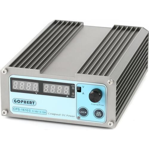GOPHERT Precision Compact Digital Adjustable Switch DC Power Supply OVP/OCP/OTP Low Power 16V 10A 110V-230V 0.01V/0.01A EU