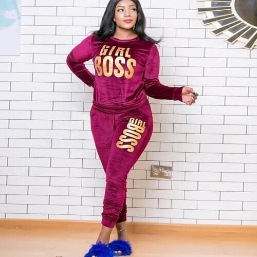Velvet 2020 Dashiki Traditional African Clothing Two Piece Set Women Africaine Print Bodycon Tops And Pants African Clothes