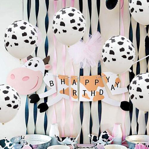 Farm Cow Theme Birthday Party Animal Party Cow Decoration Disposable Tablecloth Baby Shower Balloon birthday party supplies