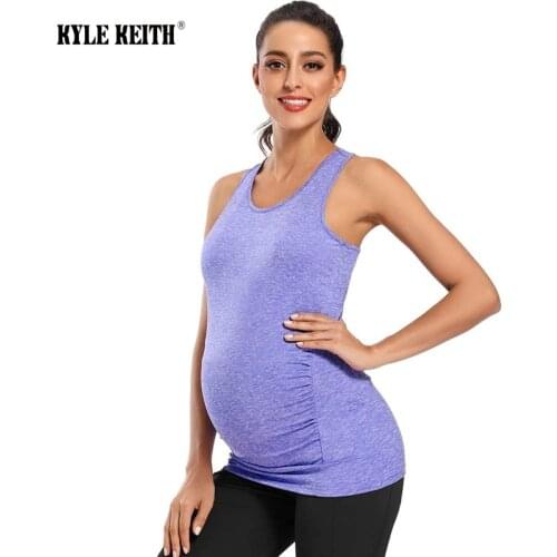 Womens Maternity Tank Tops Seamless Racerback Sleeveless Workout Athletic Yoga Sport Pregnancy Shirt