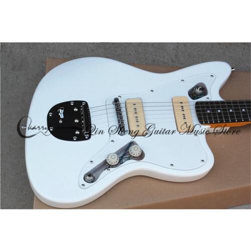 Order booking 6 strings JA guitar, white guitarbasswood body,fixed bridge P90 pickups,chrome buttons,acrylic pickguard,yellow ne