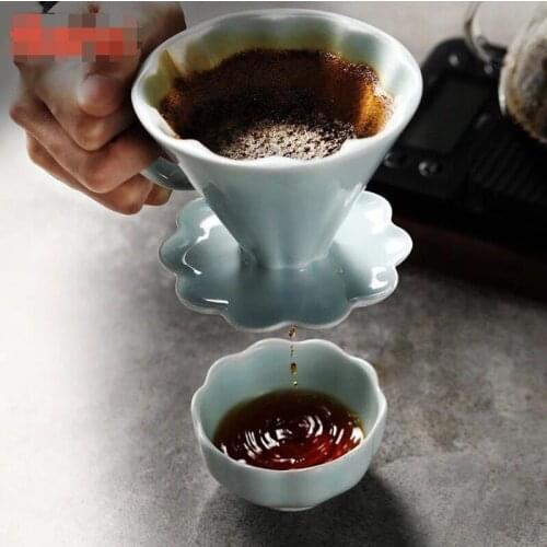 Hot Selling Coffee Filter Cup Hand Wash Pot Drip Filter Set Celadon Handmade Chinese Wind Coffee Filter Cup 2-4 People