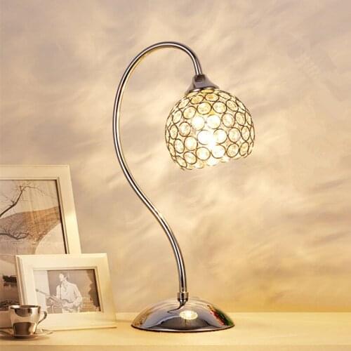 EU/US Plug Crystal Table Lamp Energy-saving Bedside Light for Bedroom Living Dining Room(without Bulb)