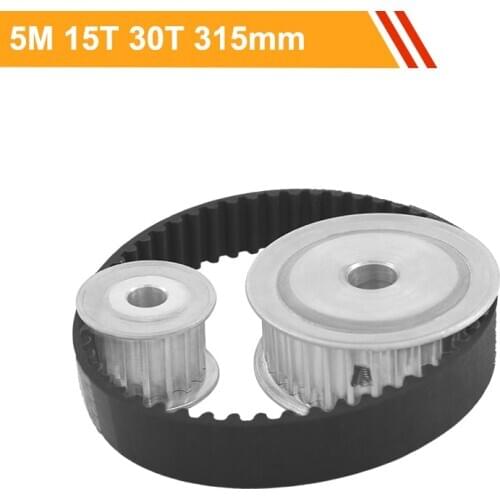 HTD5M Timing Pulley Belt Kit 15T 30T Reduction 1:2 100mm Center Distance Pulley Wheel Set 5M-315mm Tooth Belt for 3D Printer