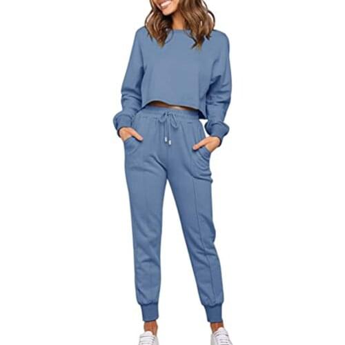 Autumn Winter Two Pieces Set Sweatshirts Hoodies Women Casual Tracksuits Solid Long Sleeve Tops Sweatpants Sports Leisure Suits