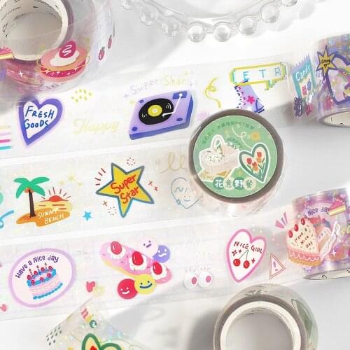 3cm Wide Daydream walking guide Series Masking Washi Tape Laser Decorative Adhesive Tape Decora Diy Scrapbooking Sticker Label