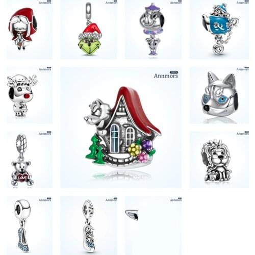 Little Red Riding Hood Fairy Tale Charm Forest House Wolf Charm 925 Sterling Silver Fit Original Pandora Girl Bracelet Pendant