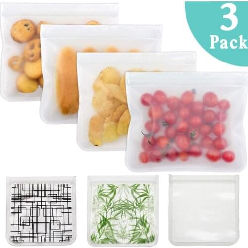 Reusable Safe Environmentally Friendly EVA Food Preservation Bag Kitchen Organizer Double Track PEVA Kitchen Storage Packaging