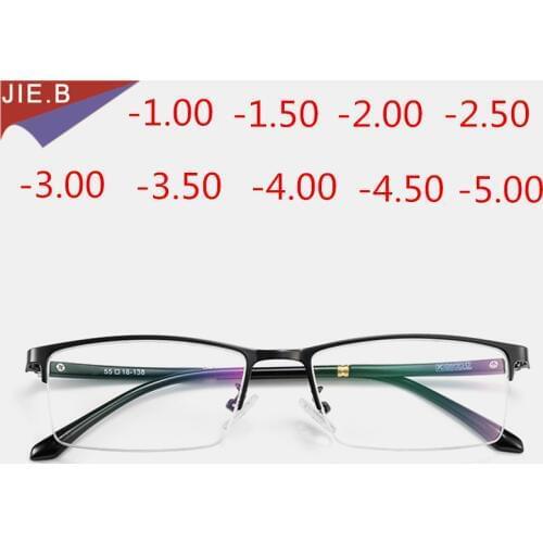 Fashion Business Myopia Titanium Frame HD Resin Finished Myopia Glasses Men Women Optical Shortsighted Eyeglasses-1.00 To -5.00