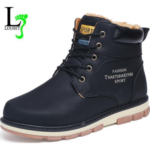 Men Boots With Fur 2020 Winter Warm Snow Boots Mens Shoes Footwear Fashion PU Male Sneakers Rubber Ankle Boots Zapatos Hombre