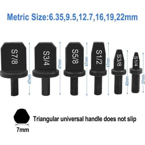 6pcs Swaging Tool Drill Bit Set Manual Copper Pipe Swaging Tool Drill Bit Repairing Set with 1/4, 3/8, 1/2, 5/8, 3/4 Bits