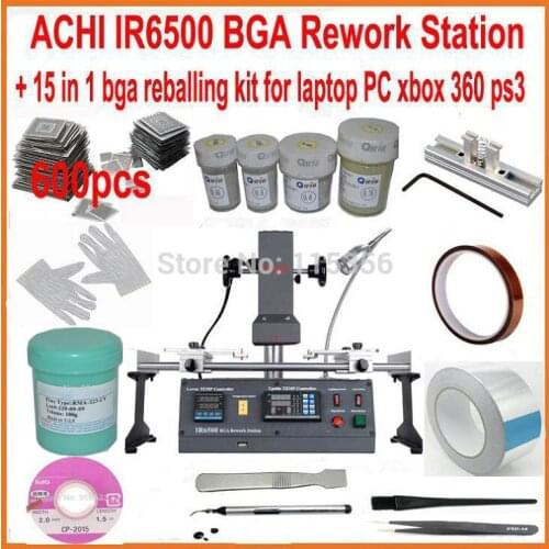 New ACHI IR6500 bga rework station IR motherboard soldering machine + 600pcs bga stencils full set 15 in 1 bga reballing kit