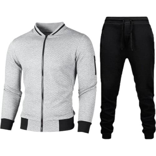 New Casua; Sport Suit Zipper Contrast Colors Breathable Cardigan Men Coat Sports Suit for Autumn Streetwear