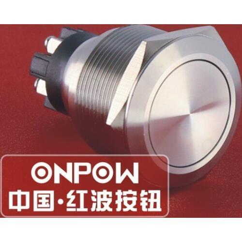 ONPOW 25mm IP65 1NO1NC Momentary Flat actuator Stainless Steel Start Stop Push Button Switch (GQ25-L-11/S) CE, RoHS