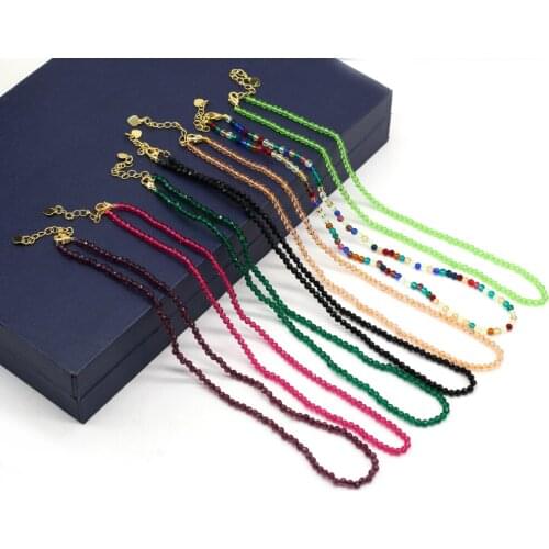 Natural Stone Small Faceted Beads Necklace Spinel Gem Necklaces for Women Jewelry Accessories Giftfor Jewelry Making DIY