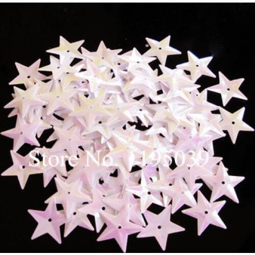 50g/lot 15mm Star Sequins Cup Loose Paillettes Wedding Crafts Kids DIY Accessories With 1 Middle Hole White AB