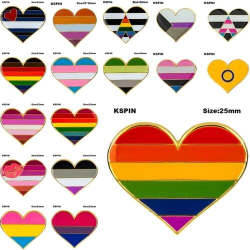 Rainbow Heart Shaped Badge Symbol Pin Metal Badges Decorative Brooch Pins for Clothes Brooch Jewelry