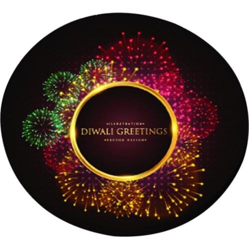 Christmas Fireworks Pattern Table Cover Home Waterproof Tablecloth Round 47"