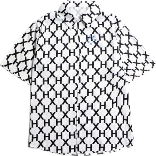 New Summer Shirt Women Oversized Shirt Hip Hop Vintage Letter Print Loose Short Sleeve Blouse Straight Harajuku Man Shirt