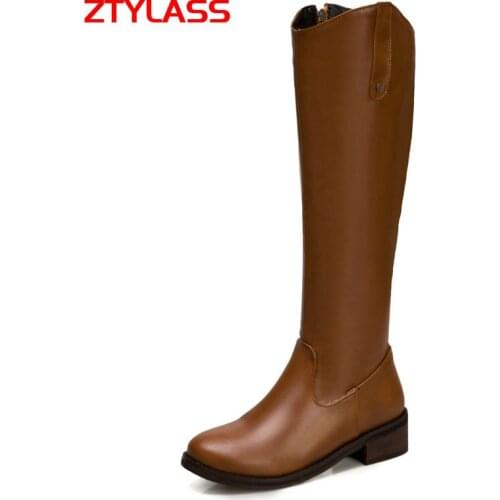 Black Yellow Women Boots Falt With Knee High Boots Autumn Winter Fashion Long Boots Low Heel Zipper Shoes 2021