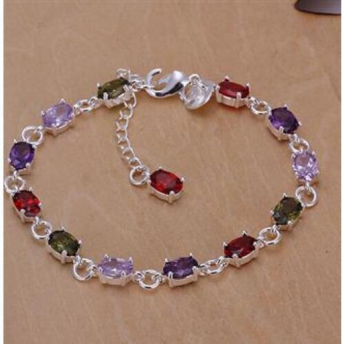 H258 S925 free shipping Silver color bracelet, S925 free shipping Silver color jewelry stone color bracelet / bajajrqa awxajoea
