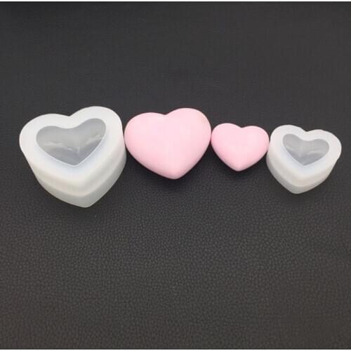 Silicone Mold Mirror Heart Shape 3D Smooth Crafts DIY Jewelry Making Handmade Cake Fondant Epoxy Resin Molds Decoration Tools