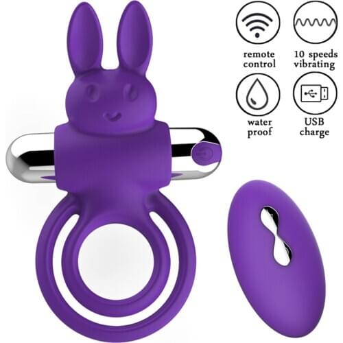 Silicone Vibrating Penis Ring Clit Clitoris Stimulator Remote Control Vibration Cock Ring Adult Couples Sex Toys for Men Male
